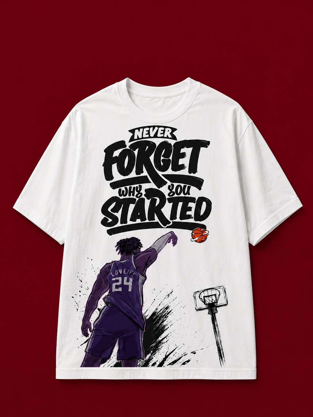 Never Forget Where You Started Printed Slim Fit Tshirt